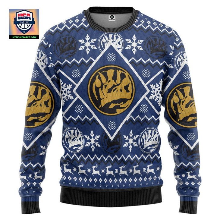 Mighty Morphin Power Ranger Blue Christmas Sweater