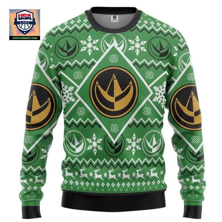 Mighty Morphin Power Ranger Green Christmas Sweater