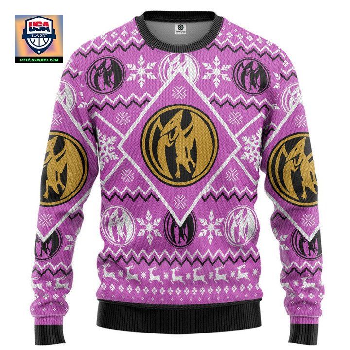 Mighty Morphin Power Ranger Pink Christmas Sweater