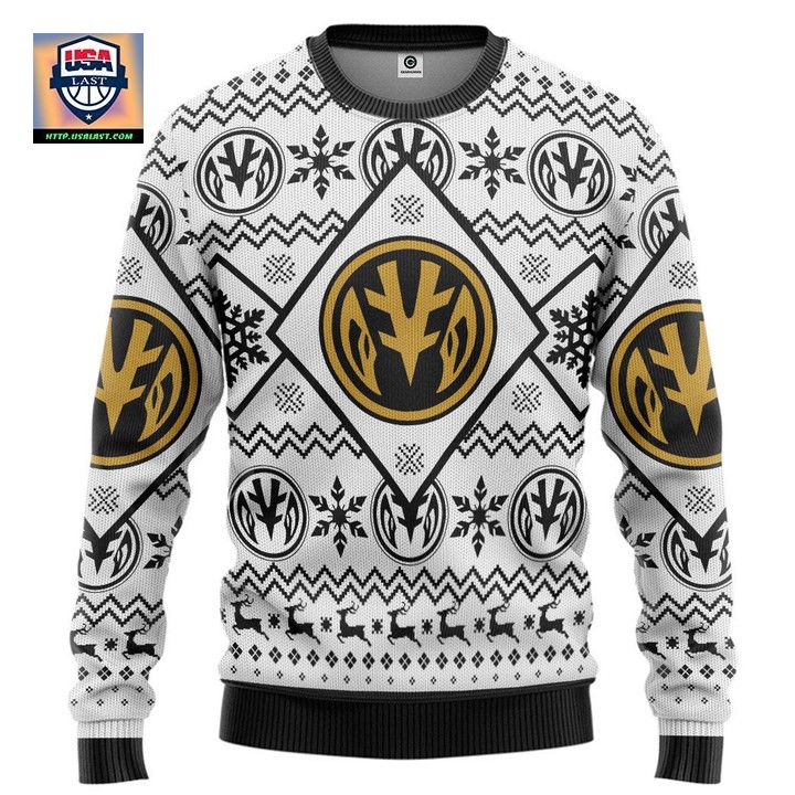 Mighty Morphin Power Ranger White Christmas Sweater