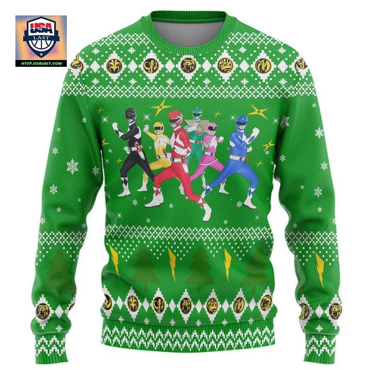 Mighty Morphin Power Rangers Green Christmas Sweater