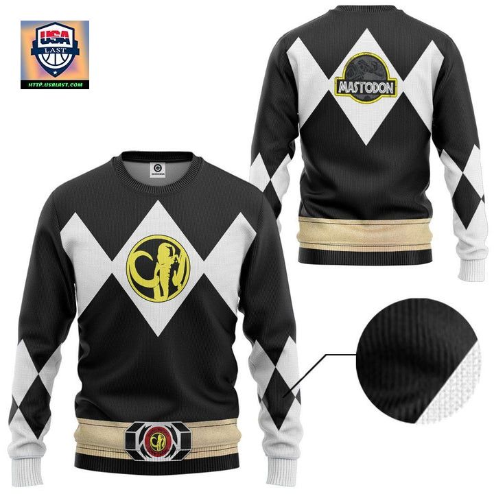Mighty Morphin Power Rangers Ugly Christmas Sweater Black