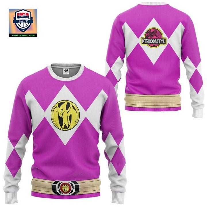 Mighty Morphin Power Rangers Ugly Christmas Sweater Pink