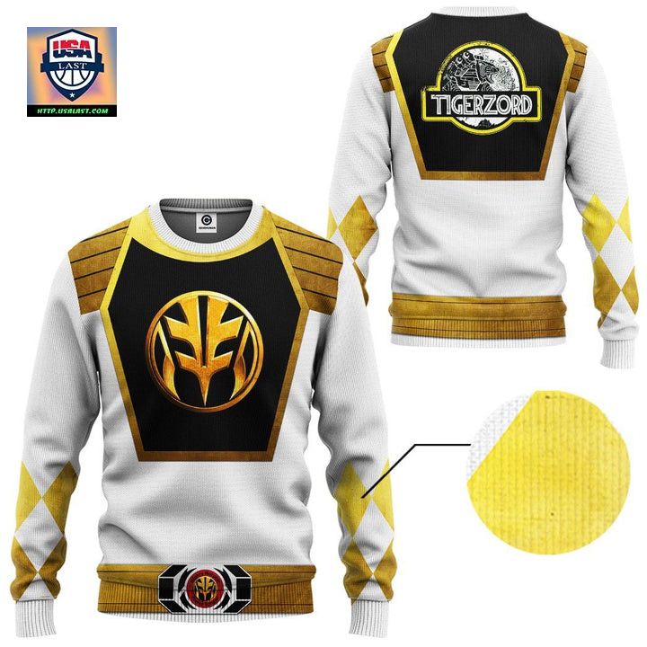 Mighty Morphin Power Rangers Ugly Christmas Sweater White