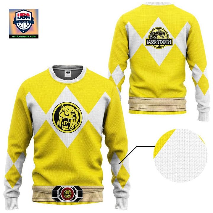 Mighty Morphin Power Rangers Ugly Christmas Sweater Yellow
