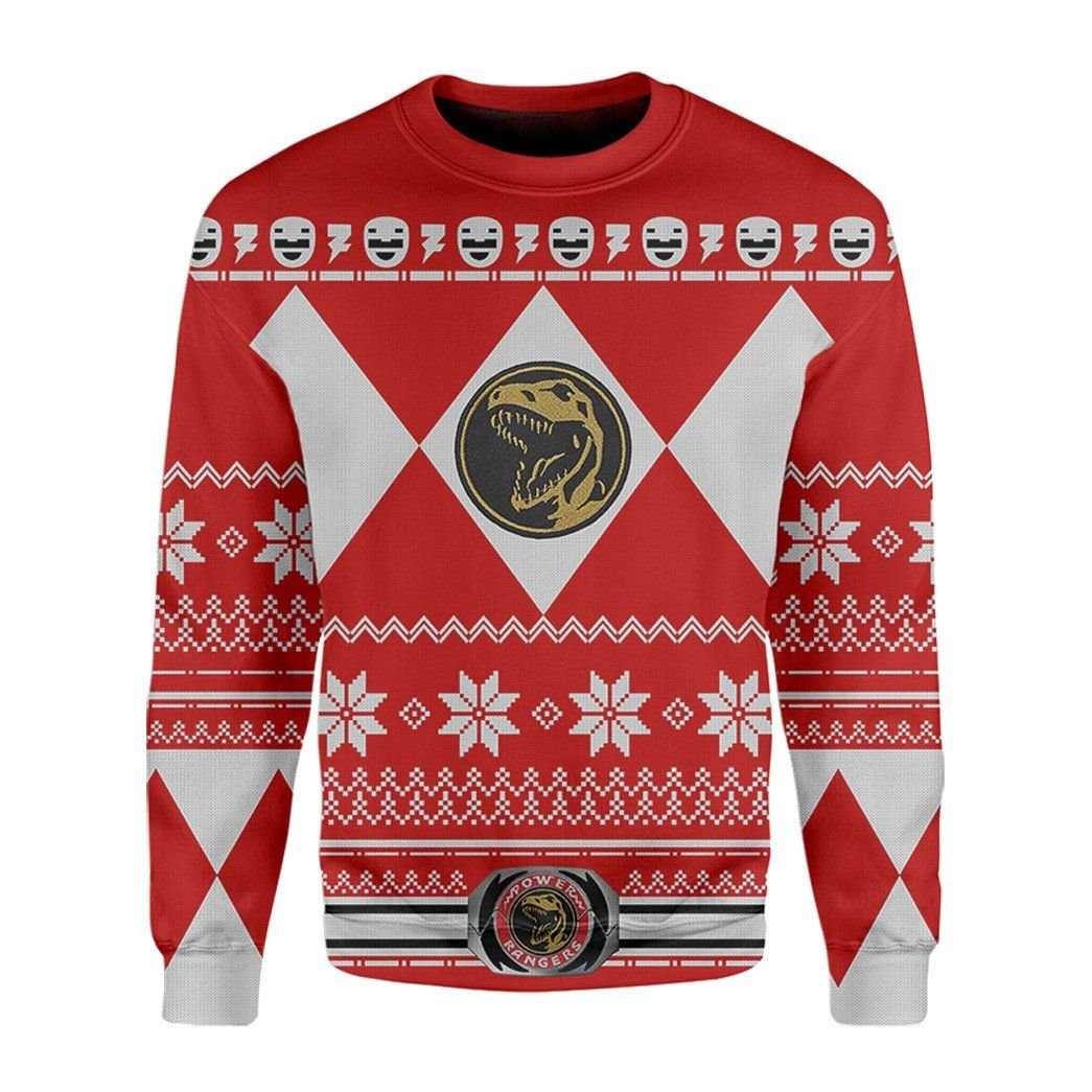 Mighty Morphin Red Power Rangers Ugly Christmas Sweater,