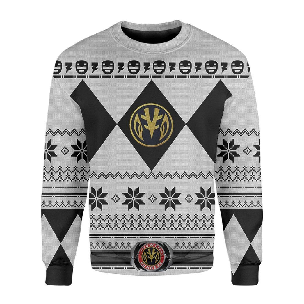 Mighty Morphin White Power Rangers Ugly Christmas Sweater,