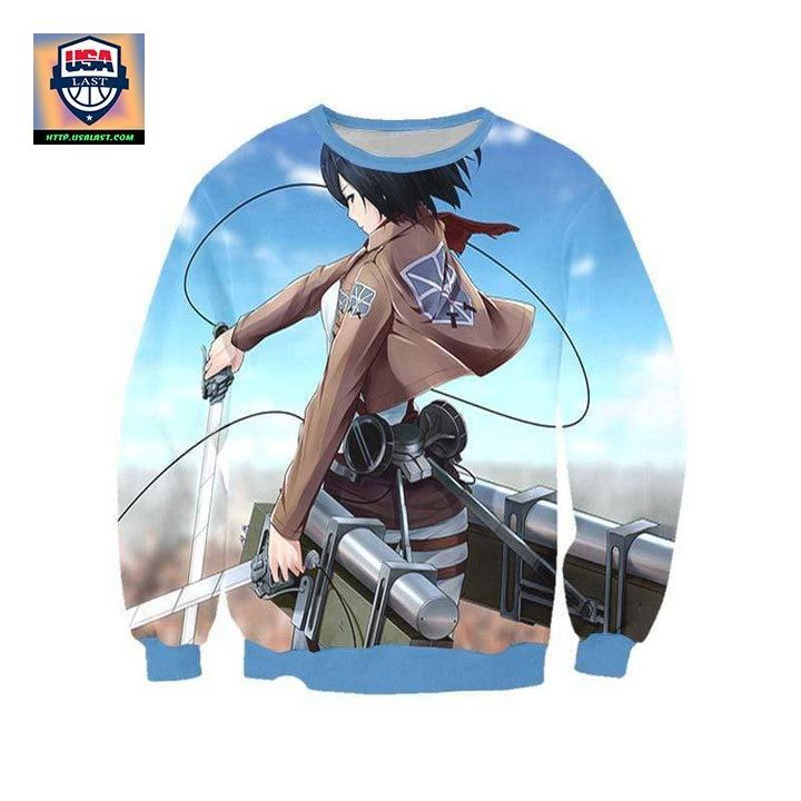 Mikasa Ackerman With Mobility Gear Sweater Attack On Titan 3D Printed Sweater