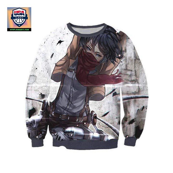 Mikasa Scout Regiment Uniform Sweater Attack On Titan 3D Printed Sweater