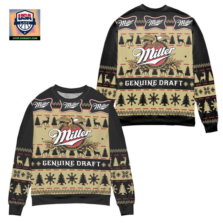 Miller Genuine Draft Snowflake Christmas Pattern Ugly Christmas Sweater