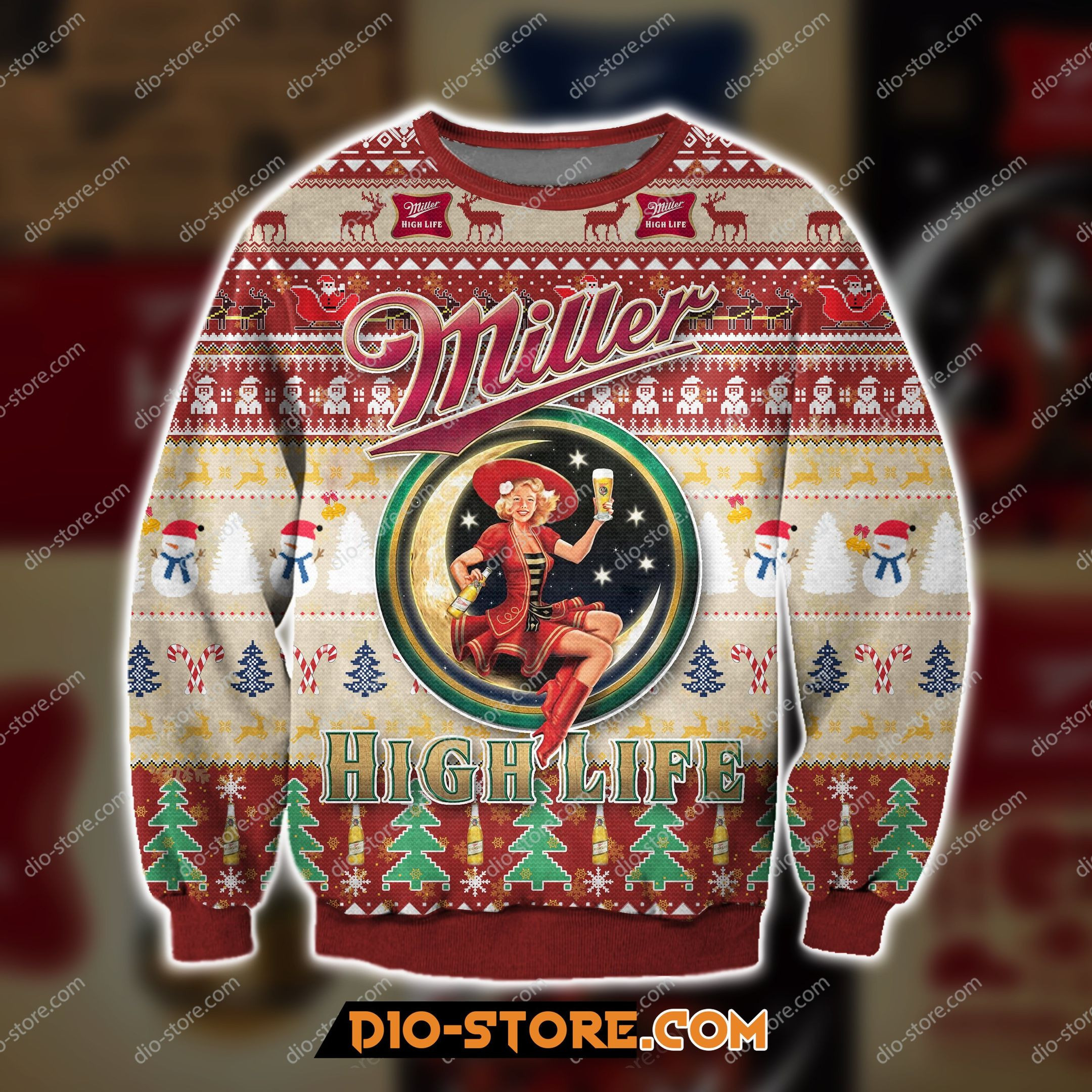 Miller High Life Beer For Unisex Ugly Christmas Sweater,