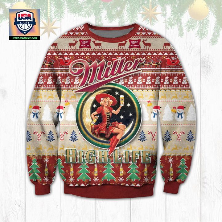 Miller High Life Beer Ugly Christmas Sweater