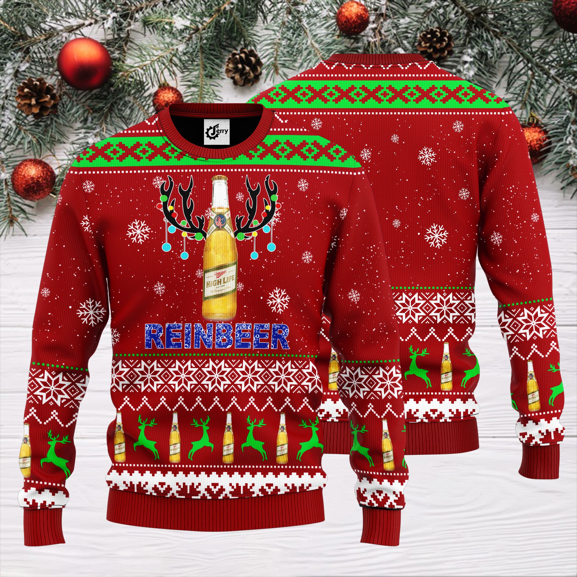 Miller High Life Reinbeer Ugly Christmas Sweater