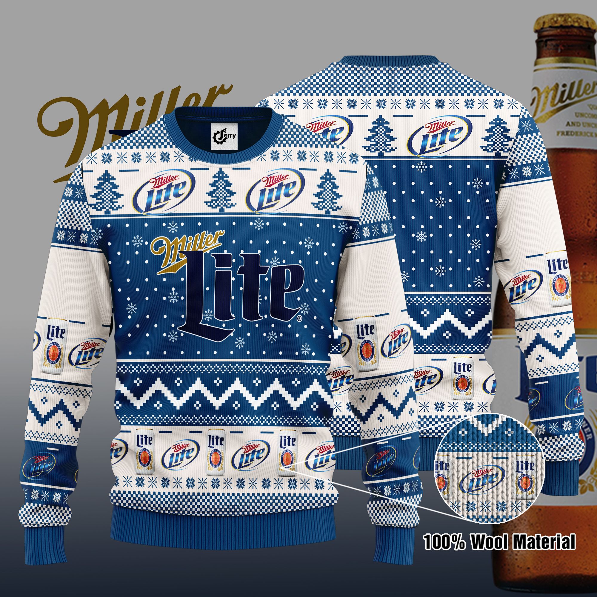 Miller Lite 3D Print Ugly Christmas Sweater, Hoodie, Zip Hoodie, Bomber Jacket
