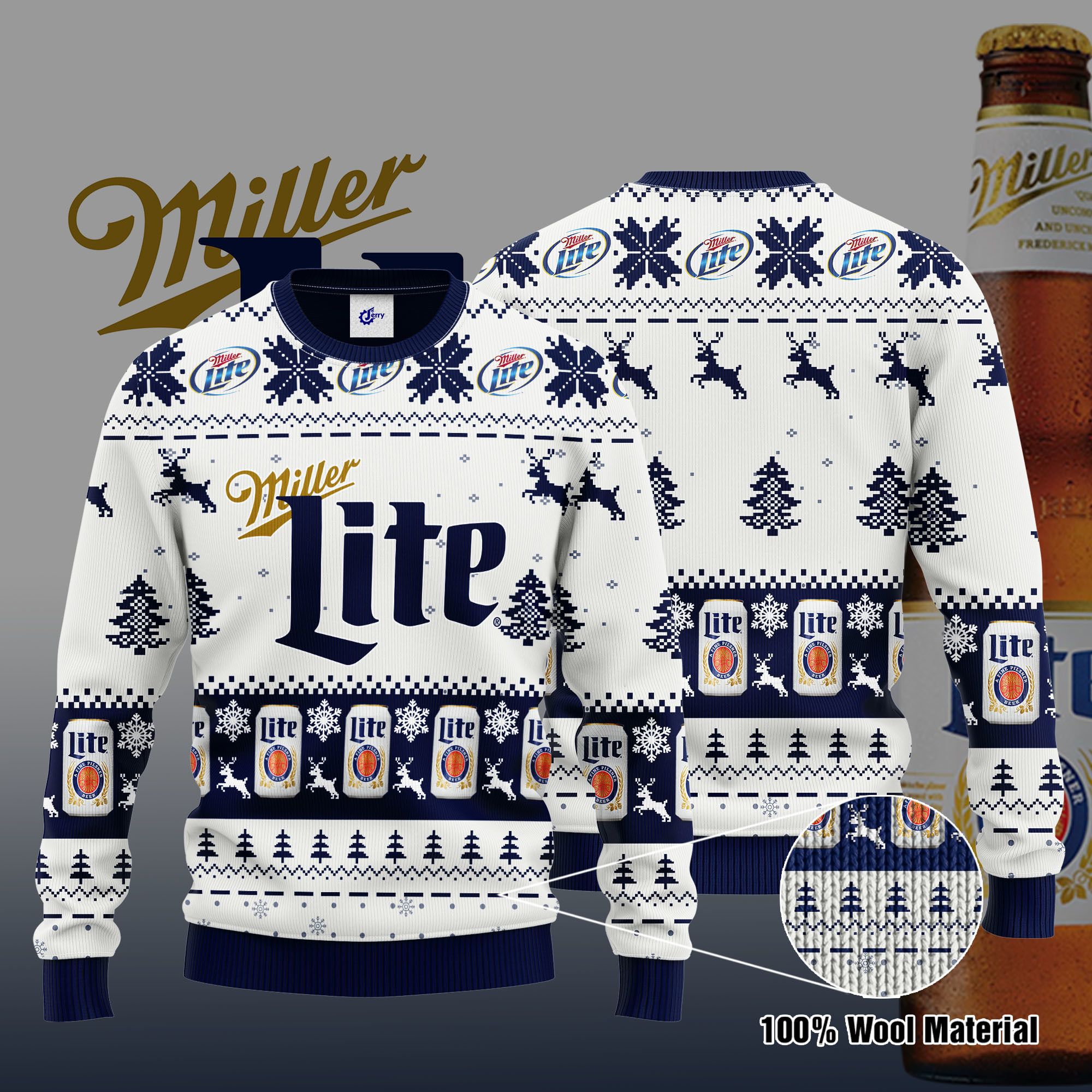 Miller Lite 3D Print Ugly Christmas Sweater, Hoodie, Zip Hoodie, Bomber Jacket
