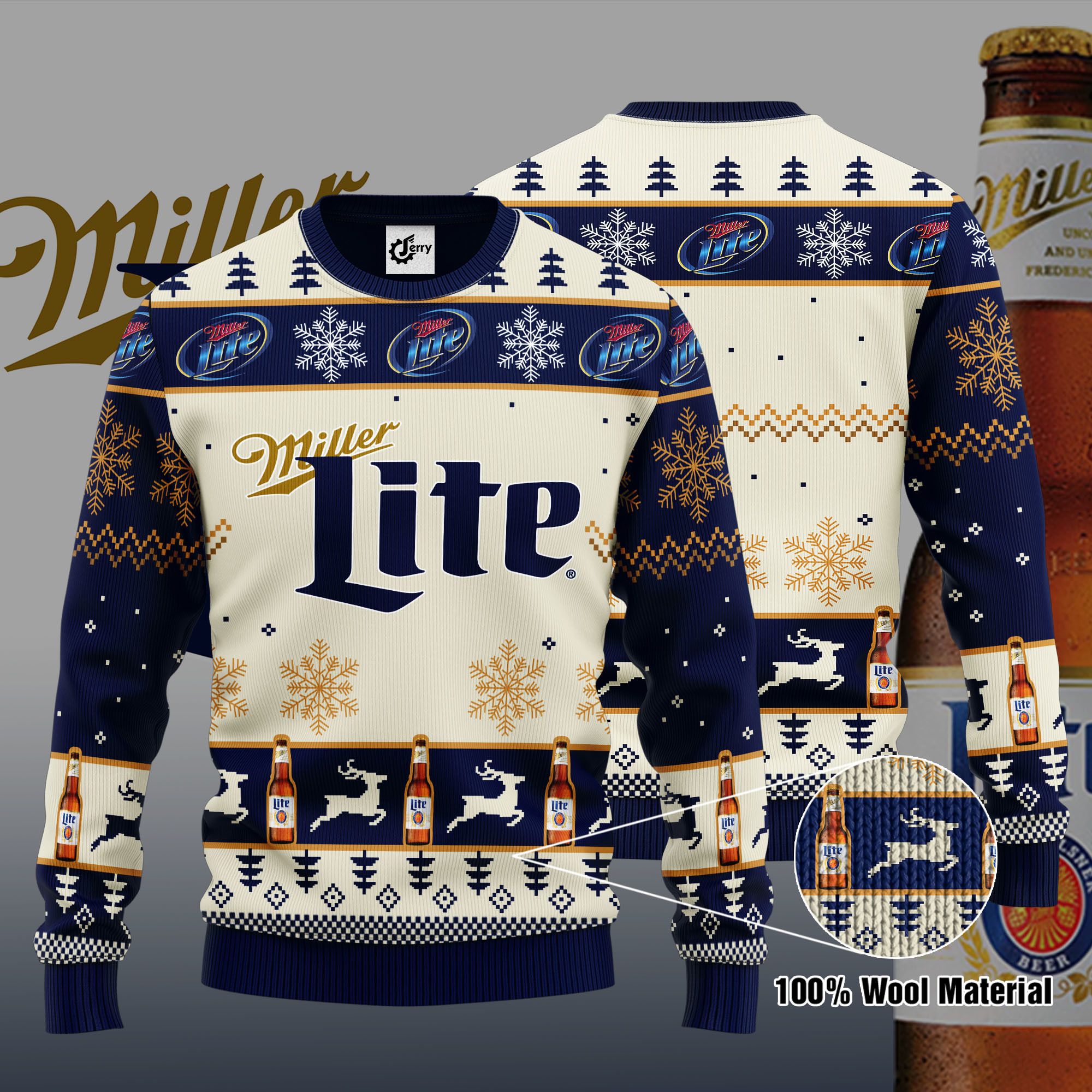 Miller Lite 3D Print Ugly Christmas Sweater, Hoodie, Zip Hoodie, Bomber Jacket
