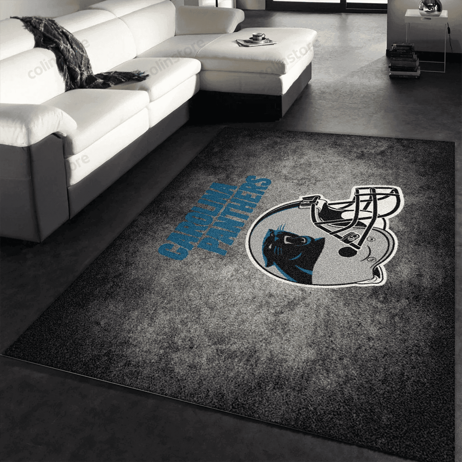 Milliken Distressed Helmet Carolina Panthers Rectangle Area Rug – Full Print Carpet For Living Room & Bedroom Home Decor