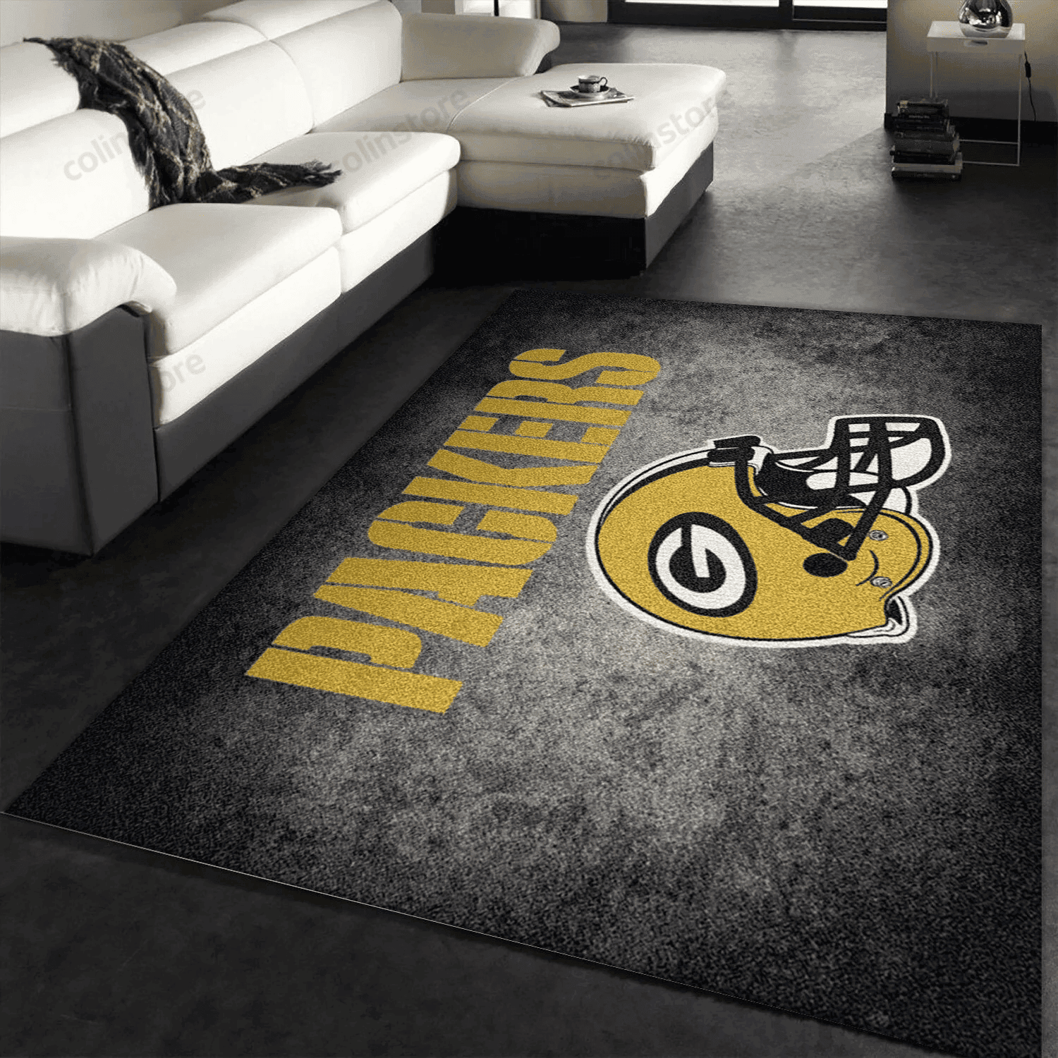 Milliken Distressed Helmet Green Bay Packers Rectangle Area Rug – Full Print Carpet For Living Room & Bedroom Home Decor