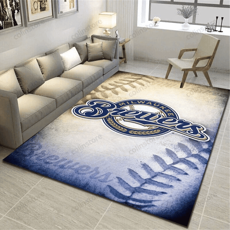 Milwaukee Brewers 10 3D Rectangle Area Rug – Full Print Carpet For Living Room & Bedroom Home Decor