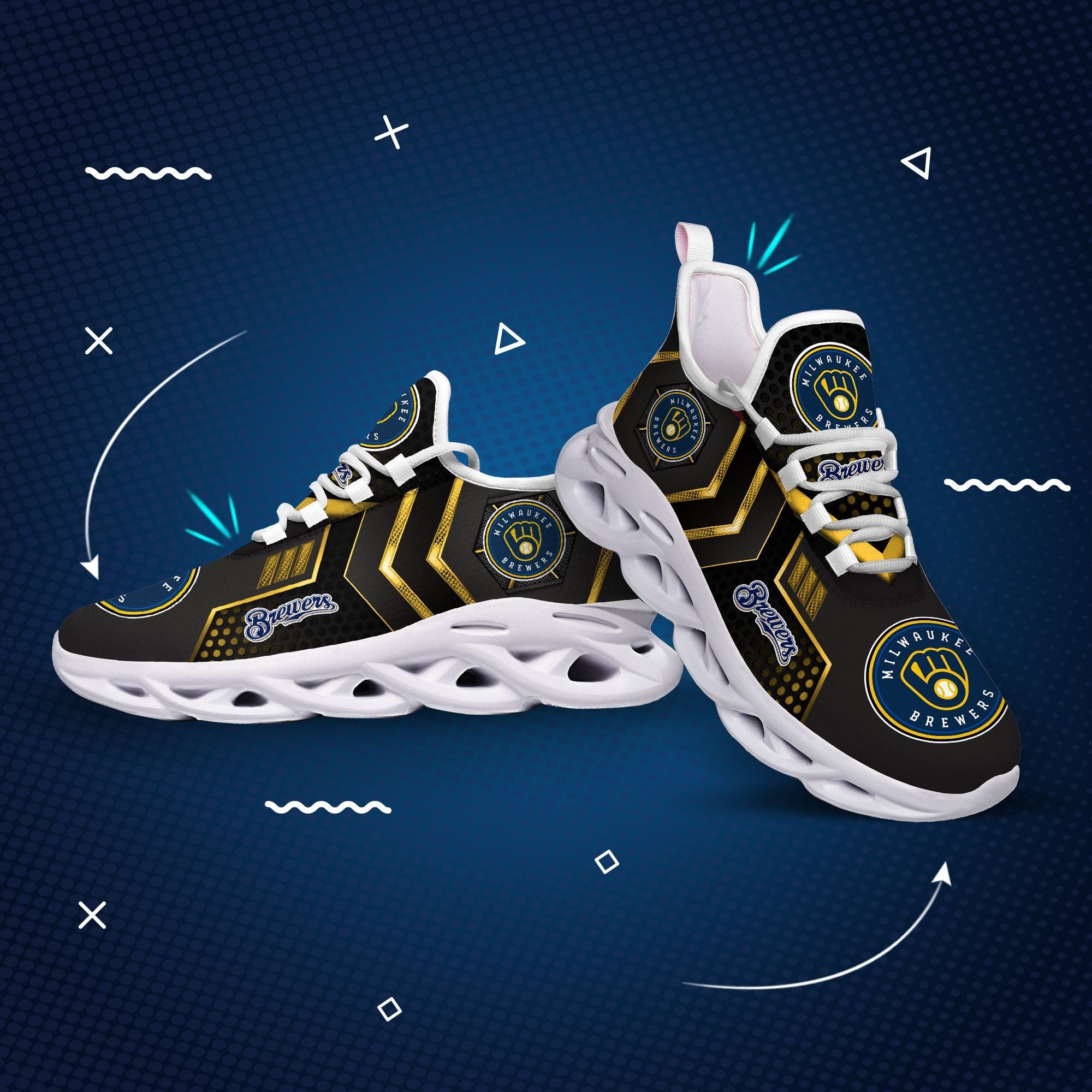 Milwaukee Brewers Max Soul Shoes Sneakers for Men And Women – MLB Baseball Fan Shoes, Team Sneakers