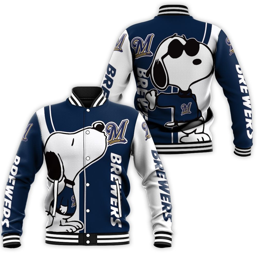 Milwaukee Brewers Snoopy Baseball Jacket for Men & Women | MLB Fan Gift