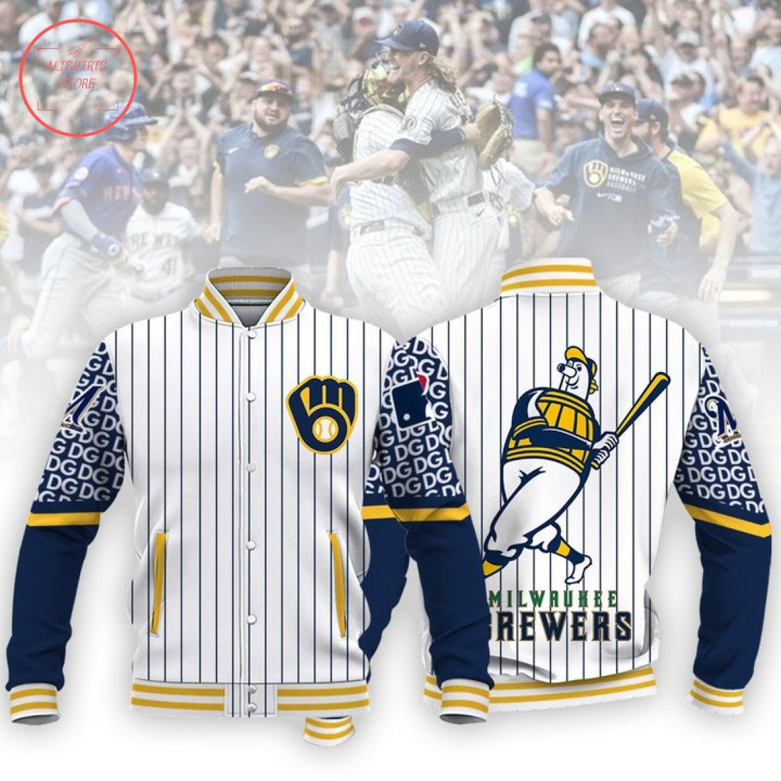 Milwaukee Brewers Varsity Baseball Jacket for Men & Women | MLB Team Fan Gift