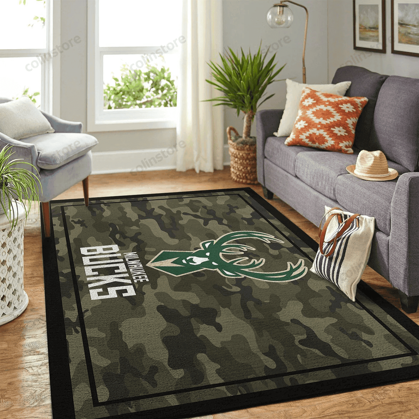 Milwaukee Bucks Camouflage 3D Rectangle Area Rug – Full Print Carpet For Living Room & Bedroom Home Decor