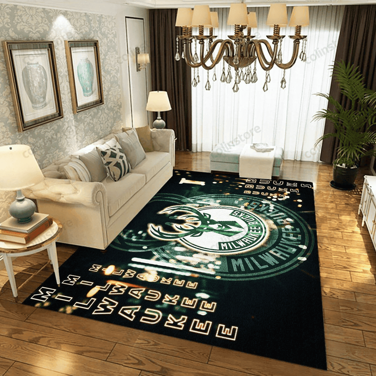 Milwaukee Bucks Rectangle Area Rug – Full Print Carpet For Living Room & Bedroom Home Decor