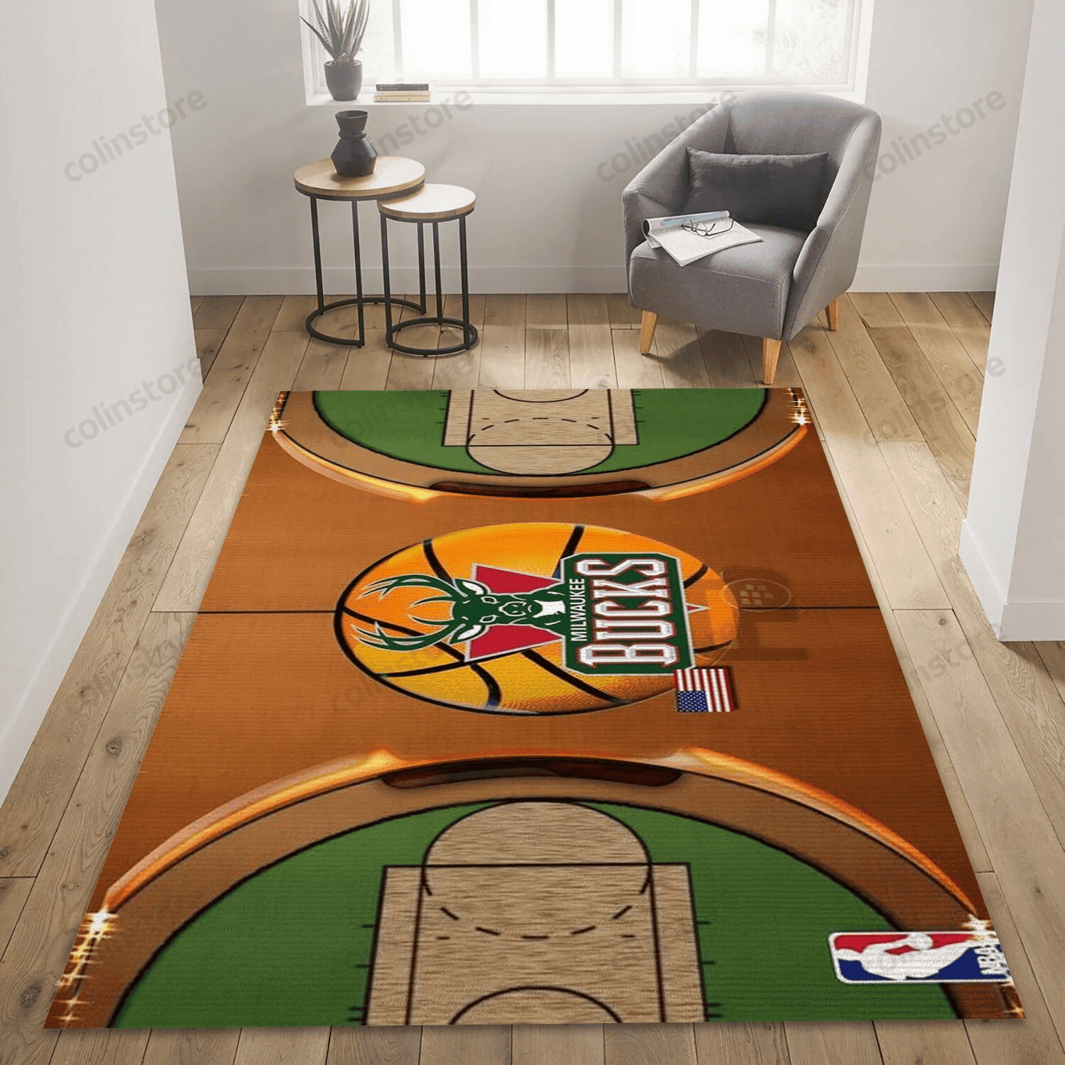 Milwaukee Bucks Team Rectangle Area Rug – Full Print Carpet For Living Room & Bedroom Home Decor