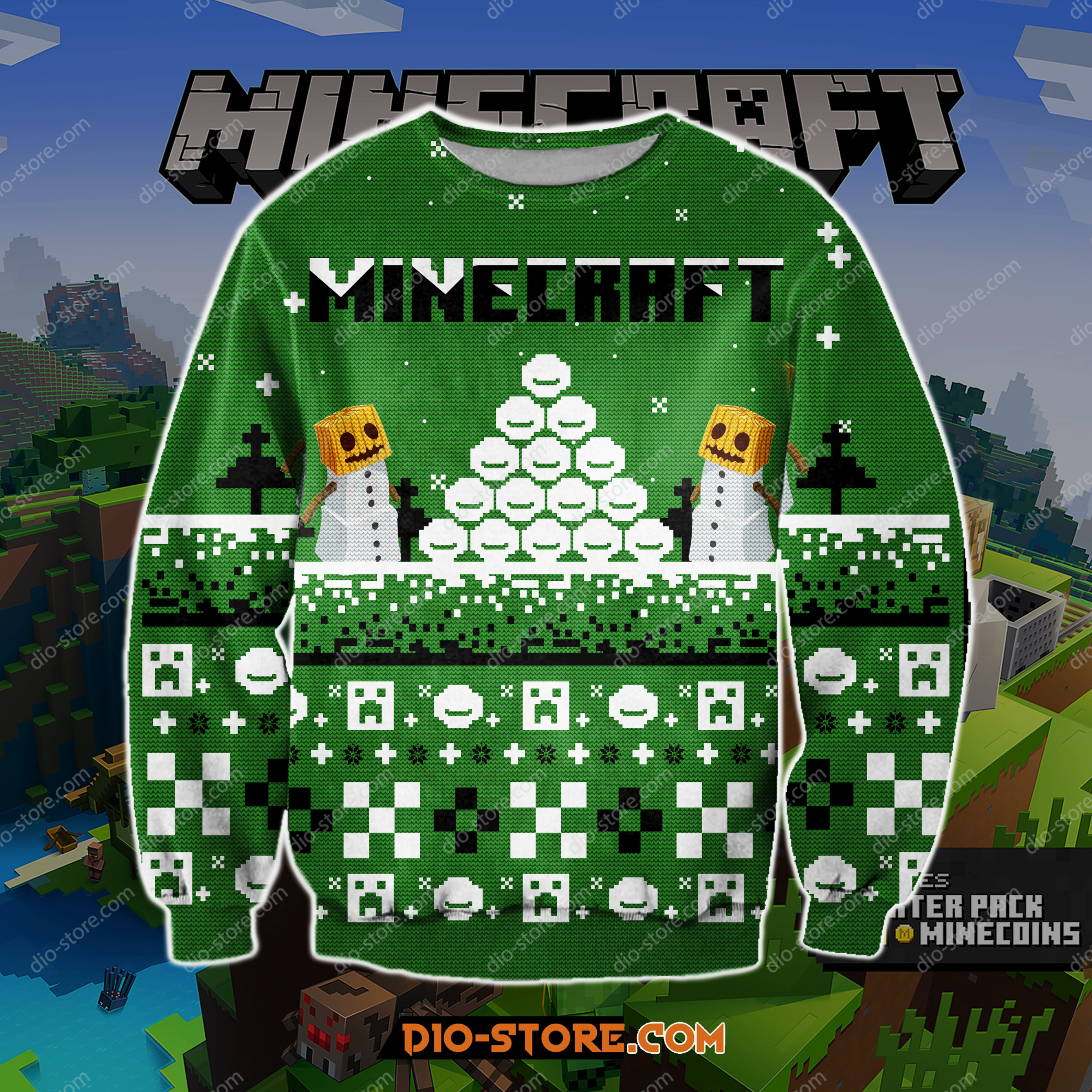 Minecraft Game 3D Knitting Pattern Print Ugly Christmas Sweater