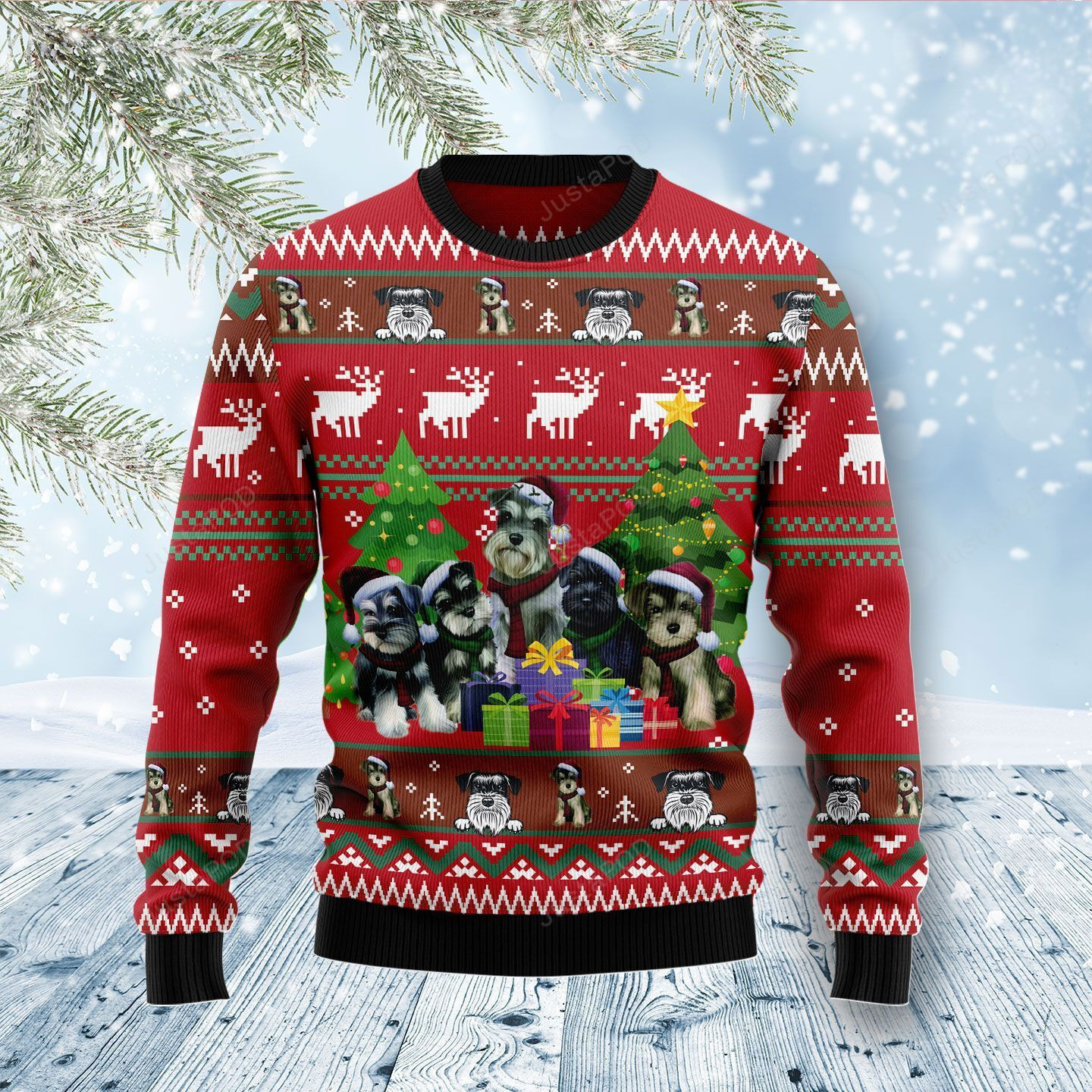 Miniature Schnauzer Family Snow Christmas Ugly Christmas Sweater Perfect Holiday Gift
