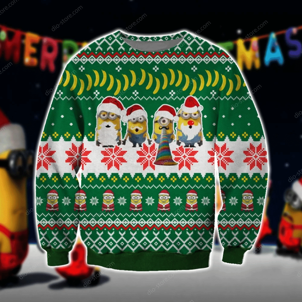 Minions Christmas Knitting Pattern 3D Print Ugly Christmas Sweater