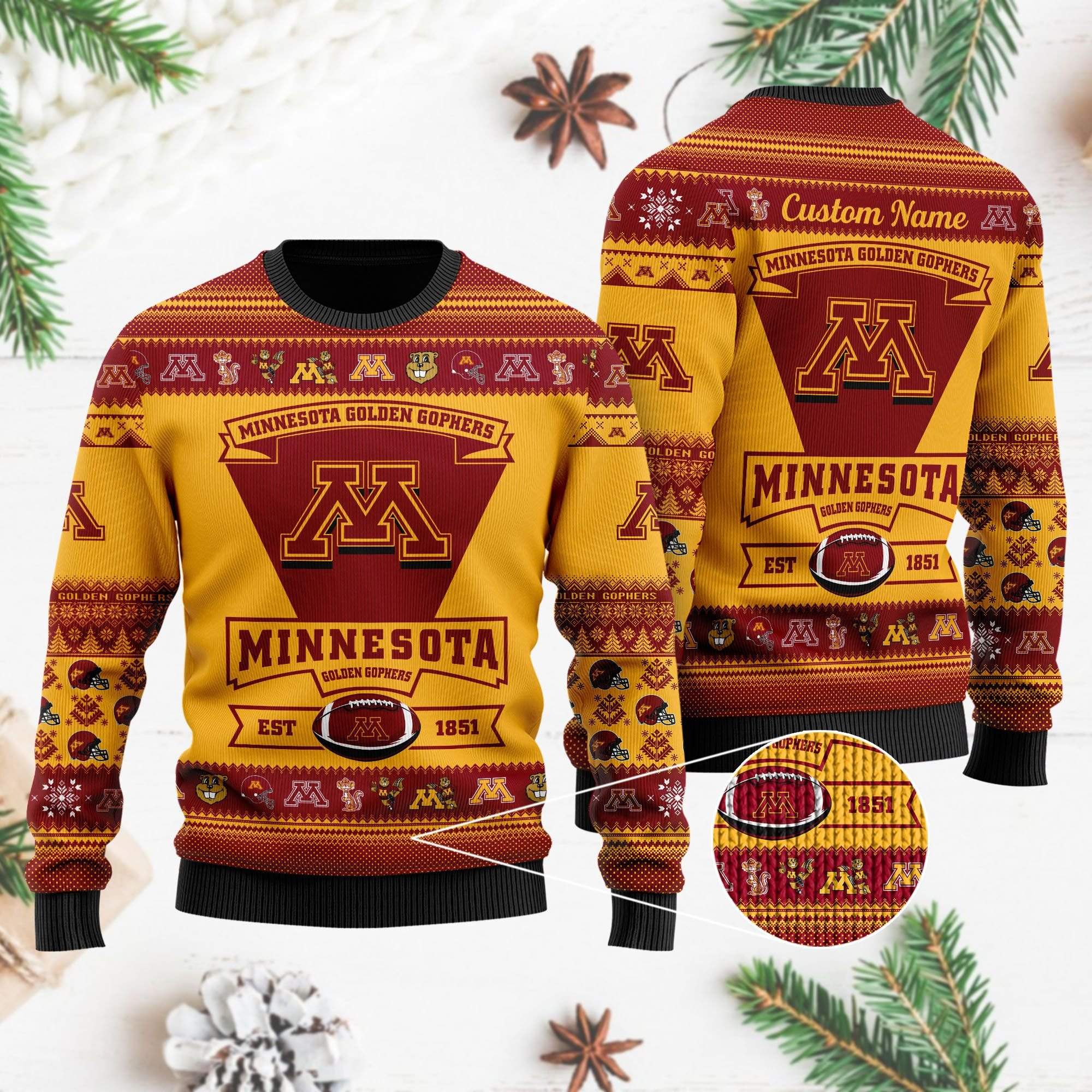 Minnesota Golden Gophers Football Team Logo Personalized Ugly Christmas Sweater Perfect Holiday Gift - Image 4