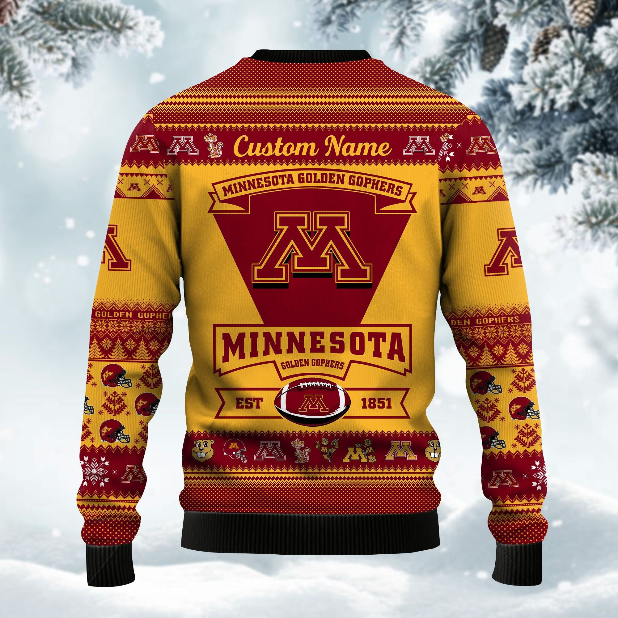 Minnesota Golden Gophers Football Team Logo Personalized Ugly Christmas Sweater Perfect Holiday Gift - Image 3