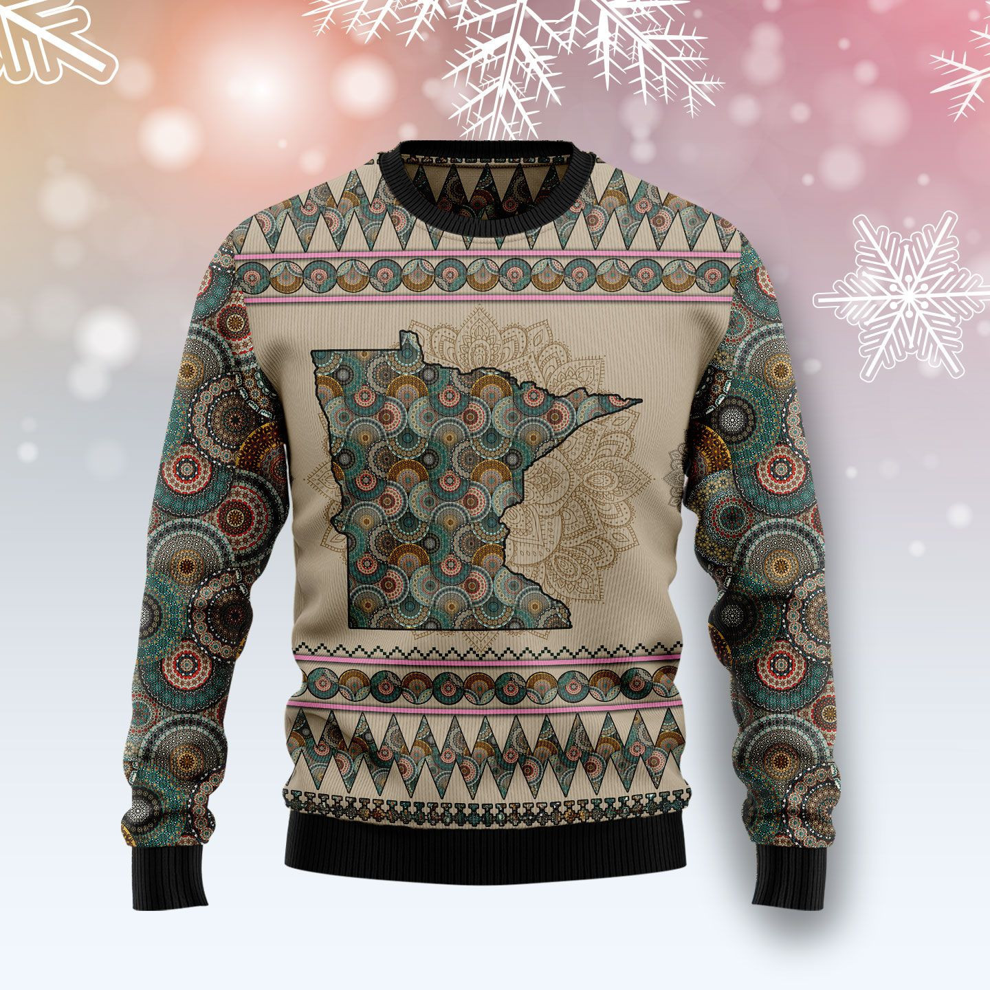 Minnesota Mandala Ugly Christmas Sweater, Perfect Holiday Gift