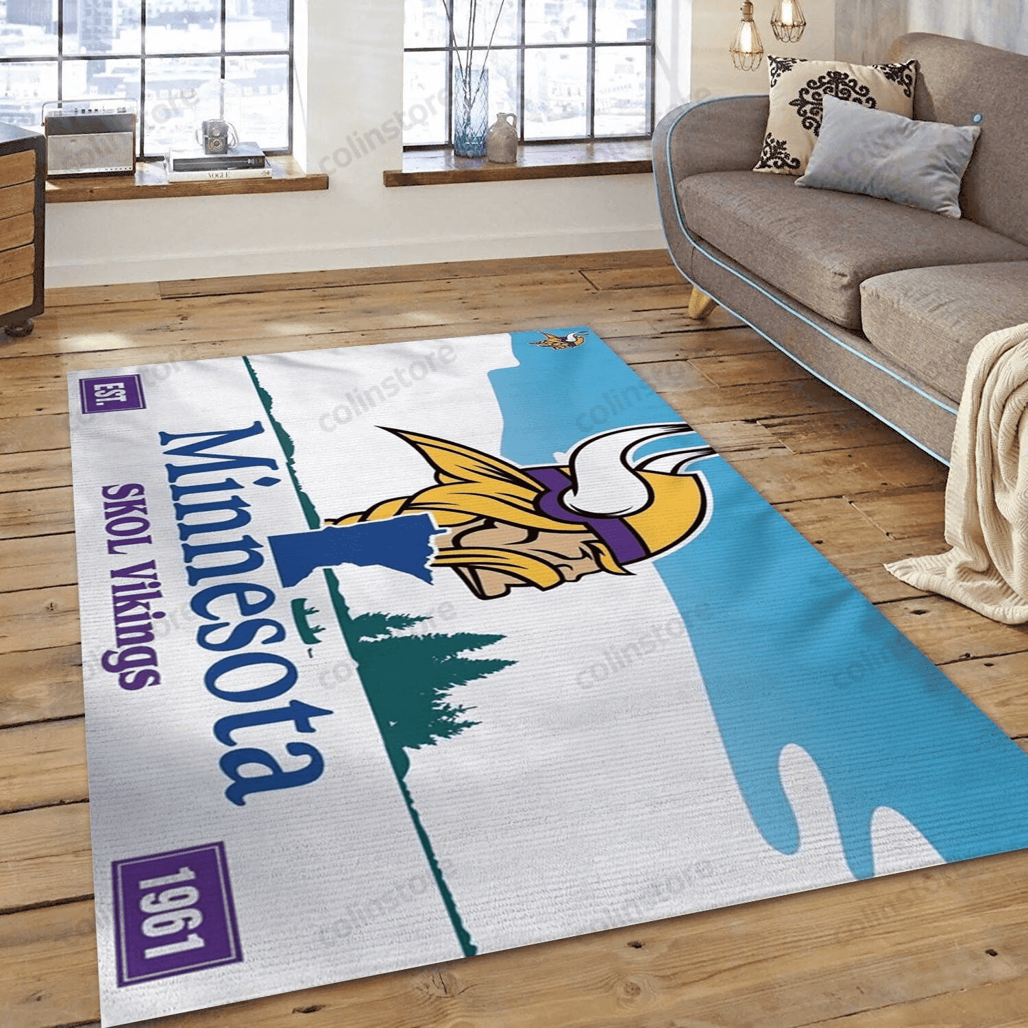 Minnesota Skol Vikings 3D Rectangle Area Rug – Full Print Carpet For Living Room & Bedroom Home Decor