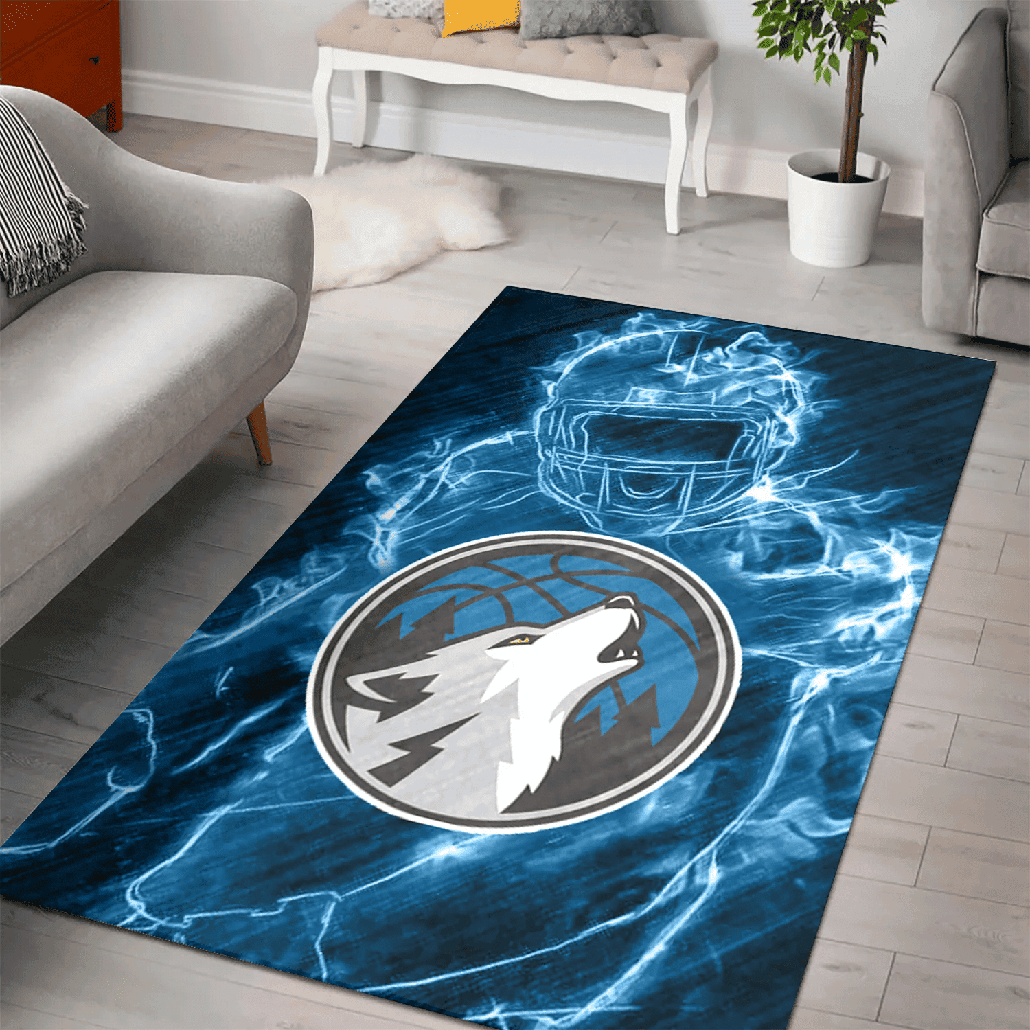 Minnesota Timberwolves Legend 3D Full Print Rectangle Area Rug – Full Print Carpet For Living Room & Bedroom Home Decor
