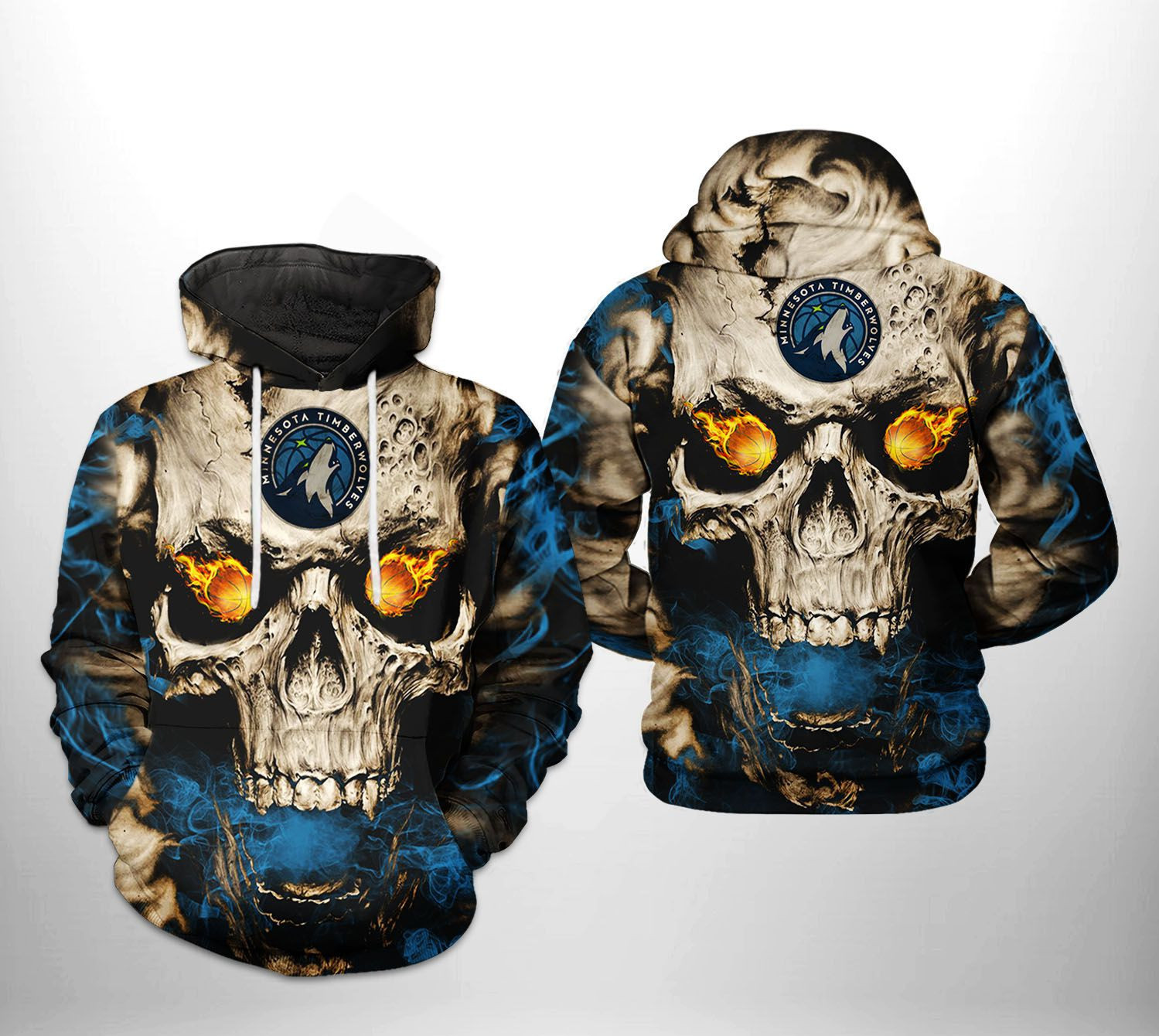 Minnesota Timberwolves NBA Skull 3D All Over Print Hoodie & Zip Hoodie