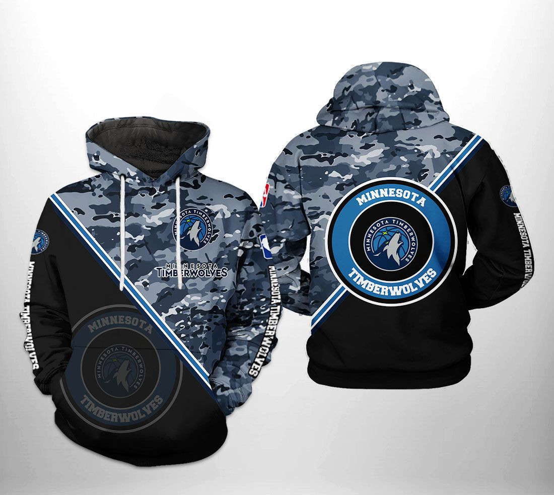 Minnesota Timberwolves NBA US Camo Team 3D All Over Print Hoodie & Zip Hoodie