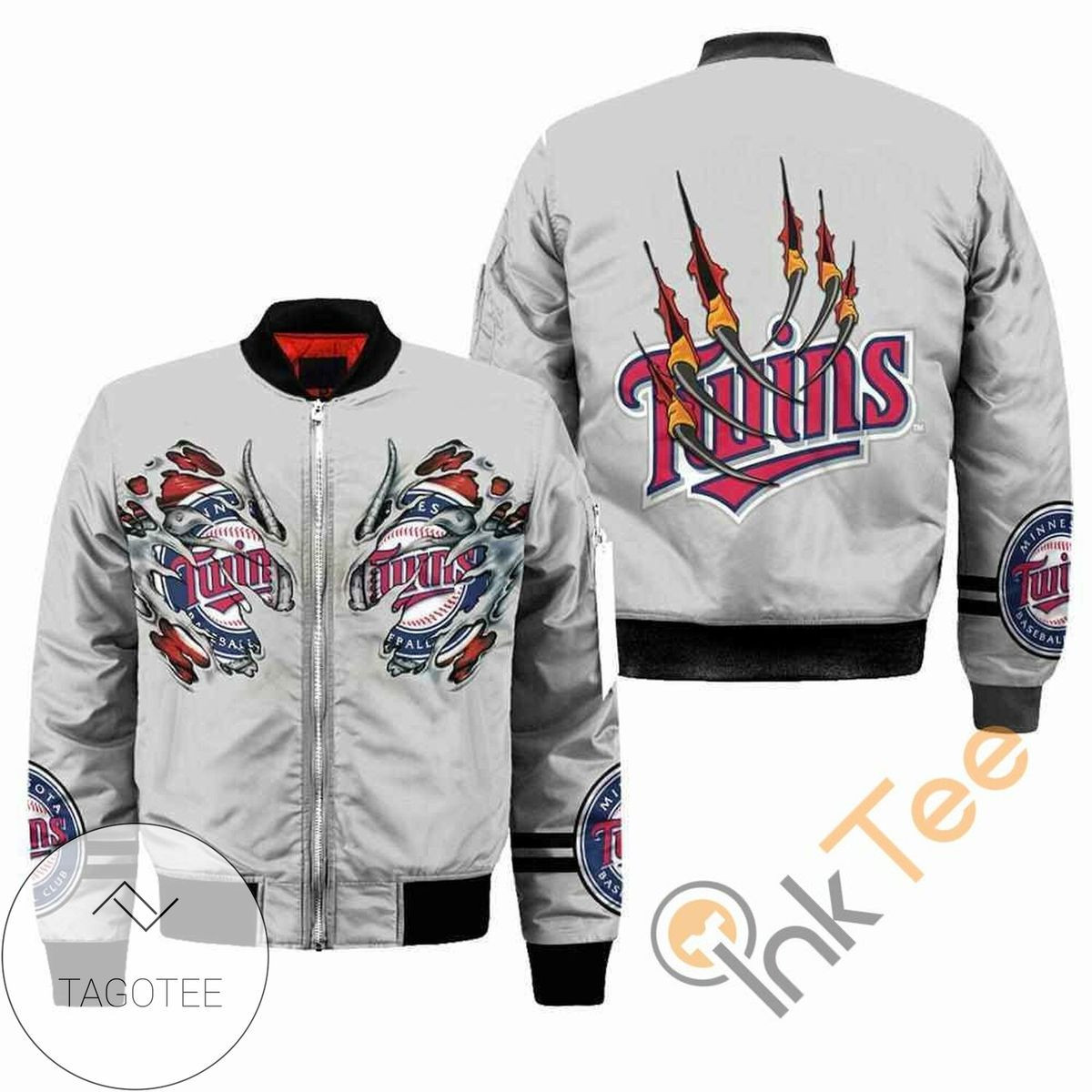 Minnesota Twins Claws Bomber Jacket | MLB Team Jacket for Men & Women | Baseball Fan Gift