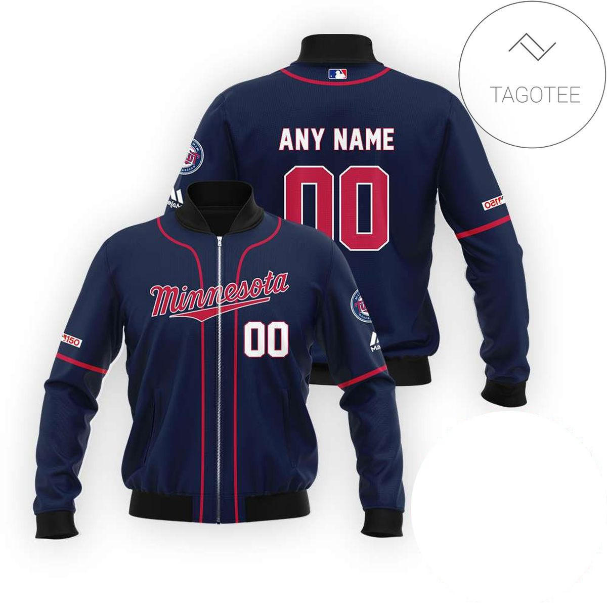 Minnesota Twins Personalized Name Number Navy Bomber Jacket | MLB Team Jacket for Men & Women | Baseball Fan Gift