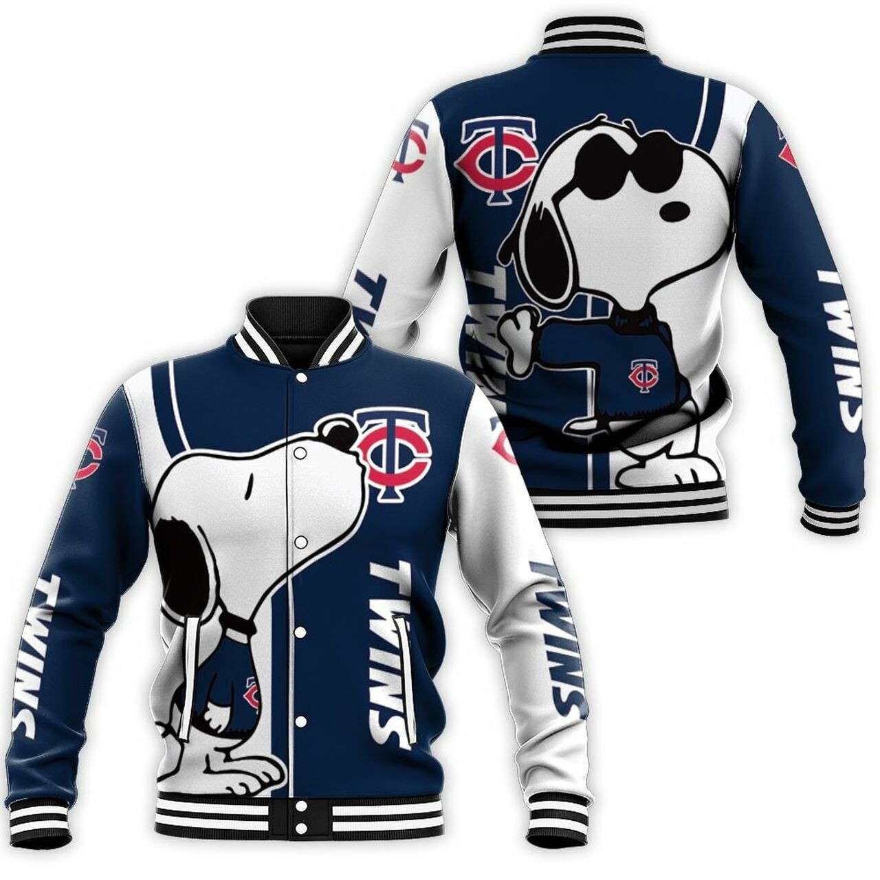Minnesota Twins Snoopy Varsity Baseball Jacket for Men & Women | MLB Fan Gift