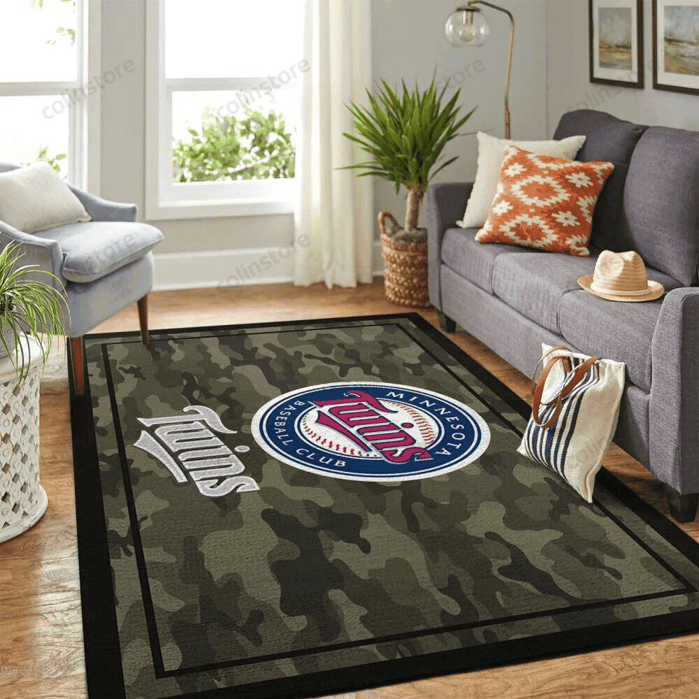 Minnesota Twins Team Logo Rectangle Area Rug – Full Print Carpet For Living Room & Bedroom Home Decor