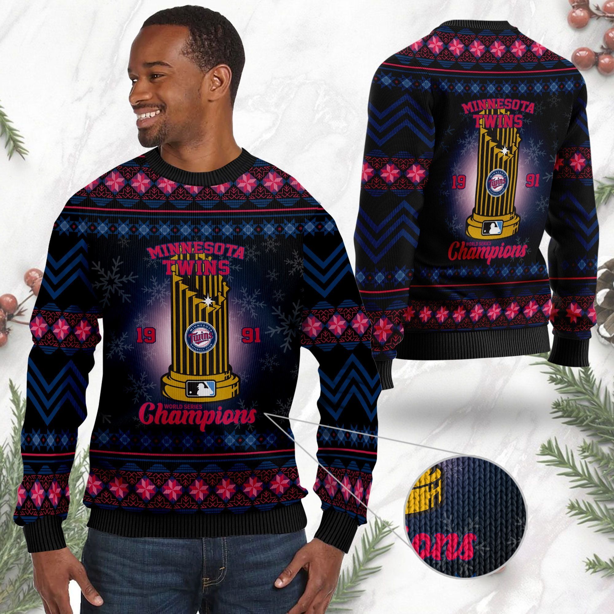 Minnesota Twins World Series Champions MLB Cup Ugly Christmas Sweater