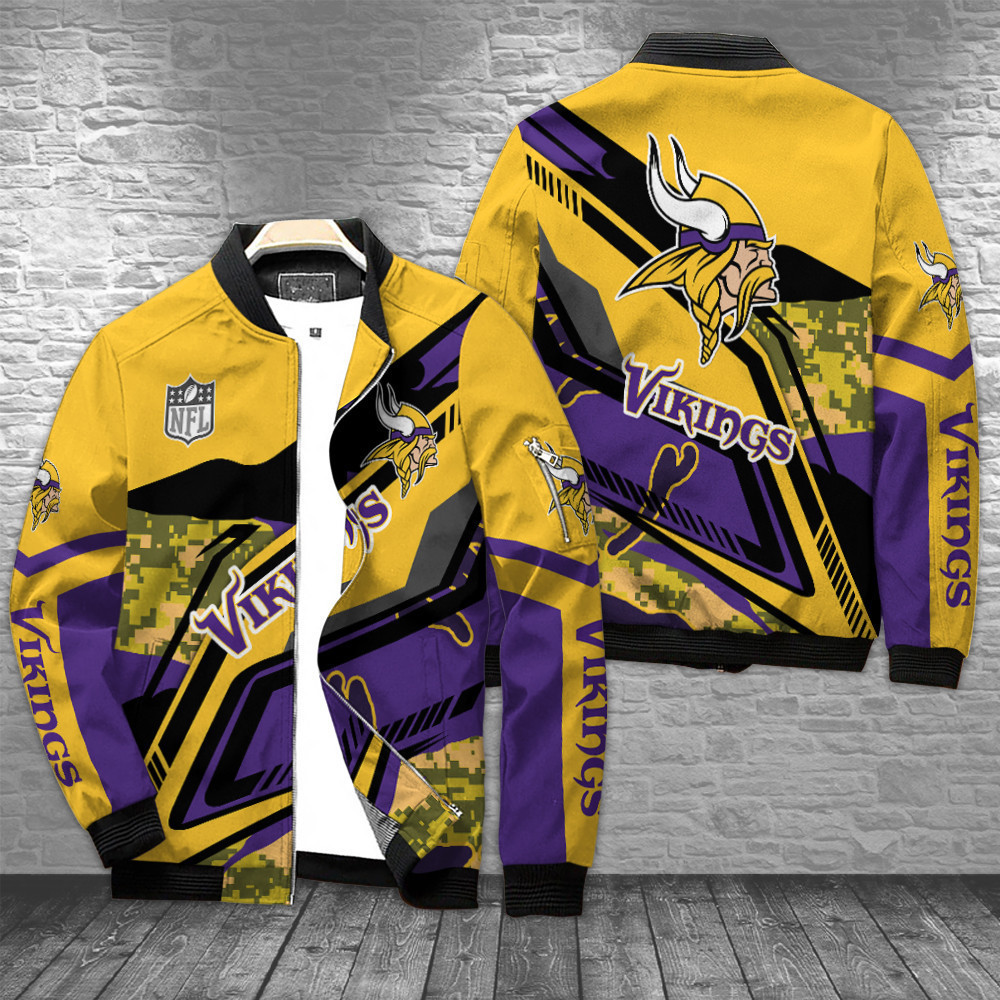 Minnesota Vikings Bomber Jacket | NFL Team Jacket for Men & Women | Football Fan Gift