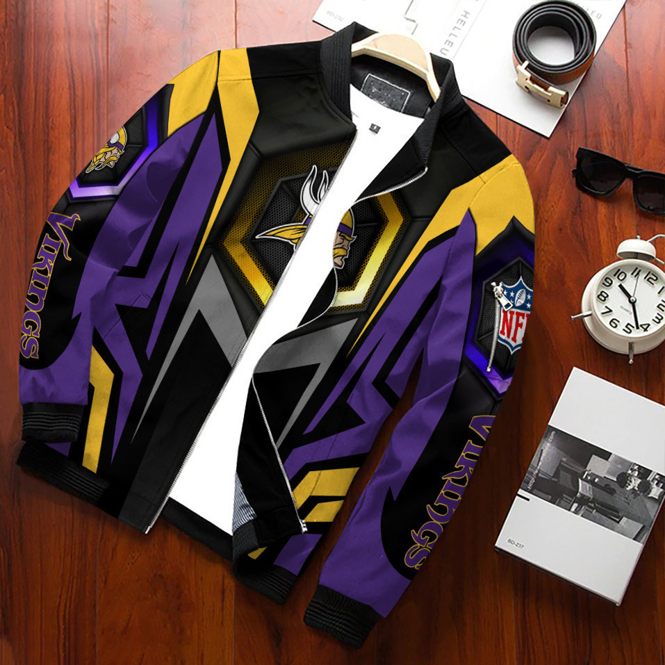 Minnesota Vikings Bomber Jacket | NFL Team Jacket for Men & Women | Football Fan Gift
