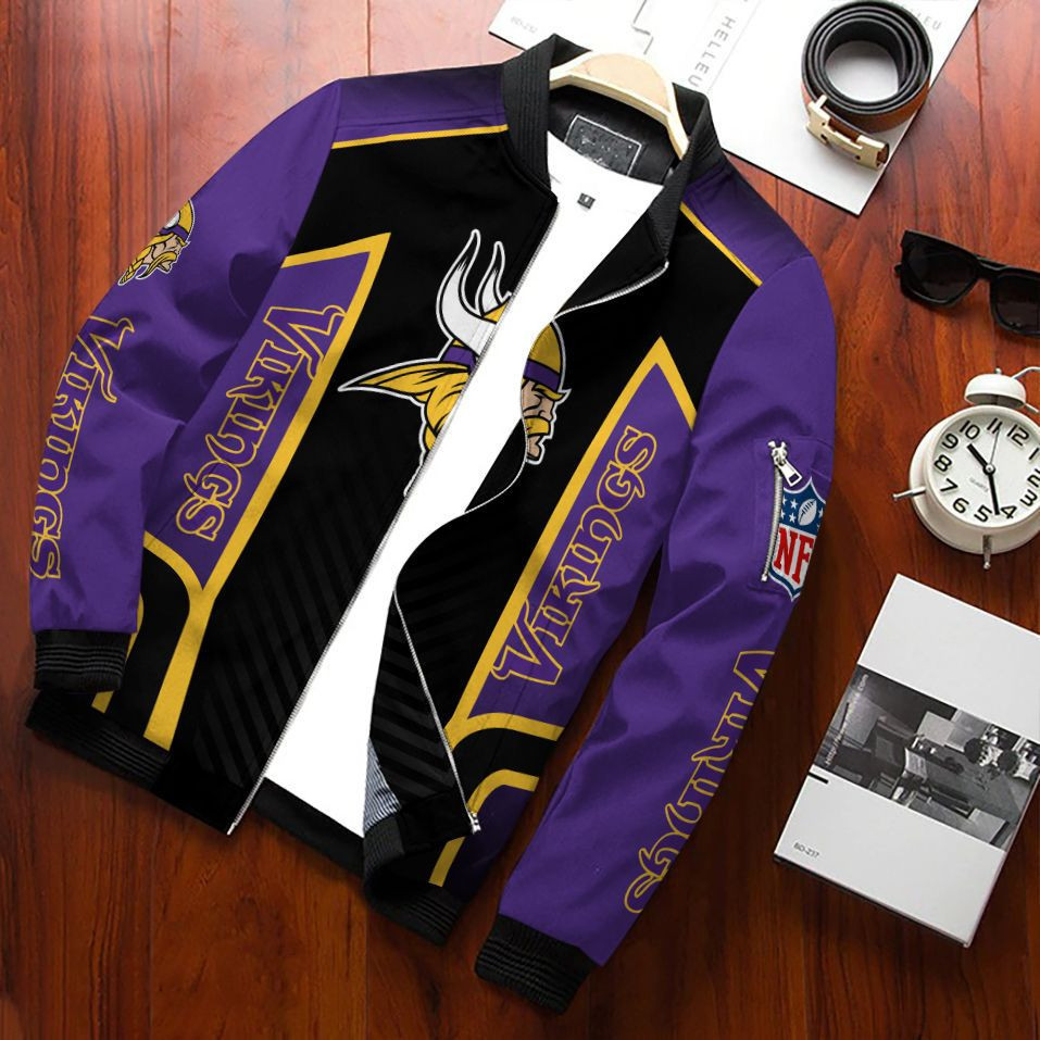 Minnesota Vikings Bomber Jacket | NFL Team Jacket for Men & Women | Football Fan Gift