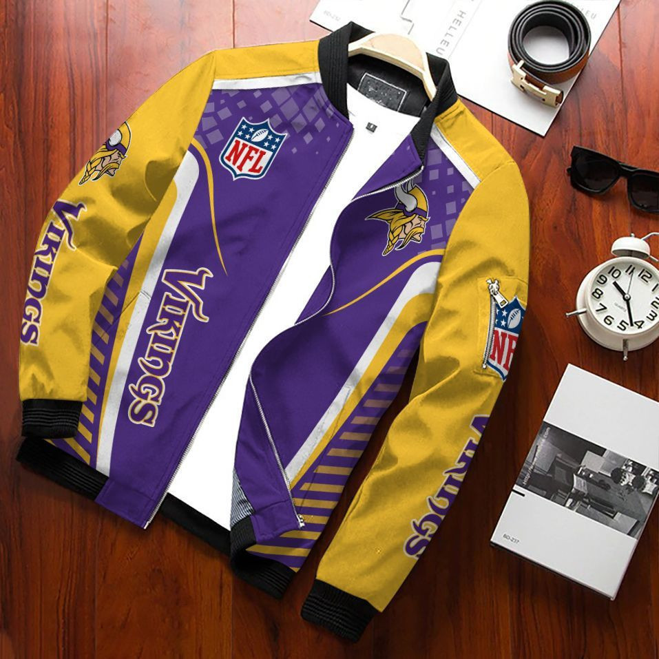 Minnesota Vikings Bomber Jacket | NFL Team Jacket for Men & Women | Football Fan Gift