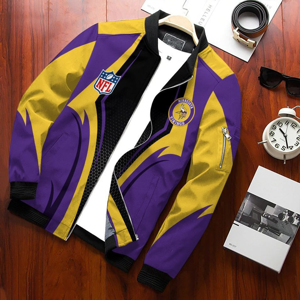 Minnesota Vikings Bomber Jacket | NFL Team Jacket for Men & Women | Football Fan Gift