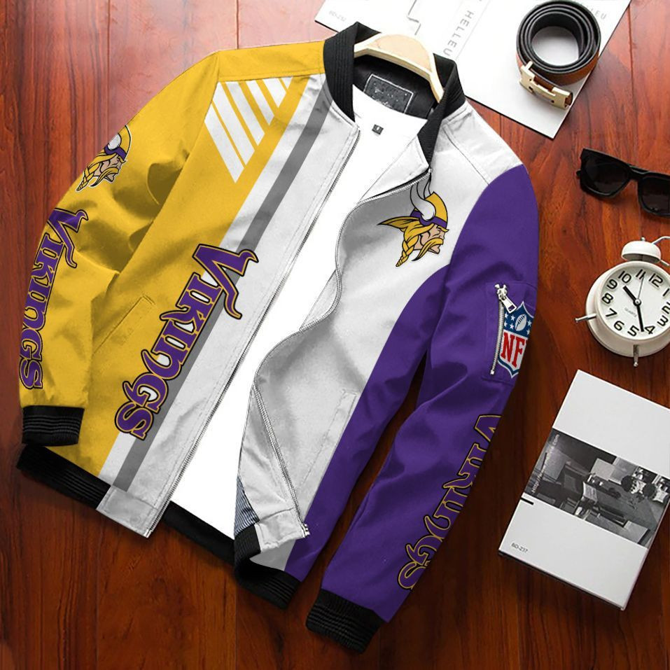 Minnesota Vikings Bomber Jacket | NFL Team Jacket for Men & Women | Football Fan Gift